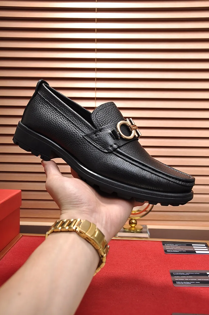 Men's shoes 💰500💶[Ferragamo/Ferragamo] The latest model in the counter. Original imported open-sided high-quality cowhide hand-woven + imported 🐂 cowhide + original luxury metal buckle + original combination outsole. Comparison without pressure 38--44🎉